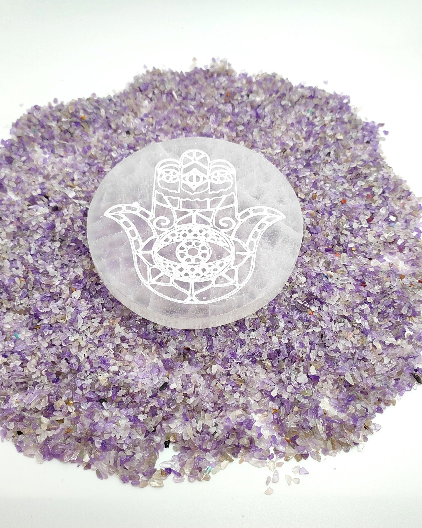 Piastra di Ricarica Mano di Fatima in Selenite piastra ricarica