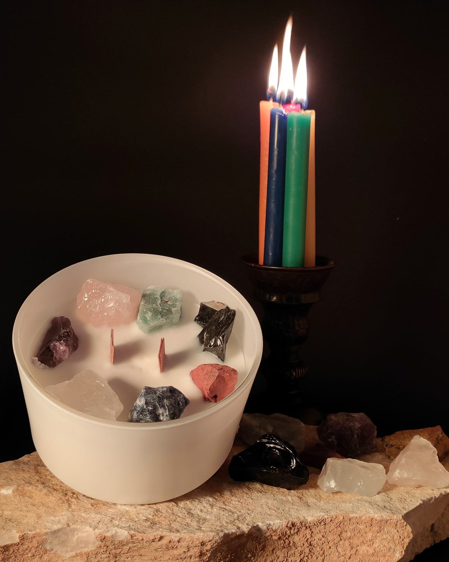 Candela Cristallo Grande - Sette Chakra Candela profumata in cera di soia