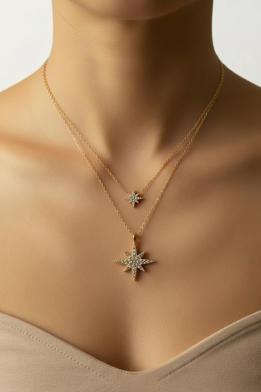 Collana doppia stelle oro chiara