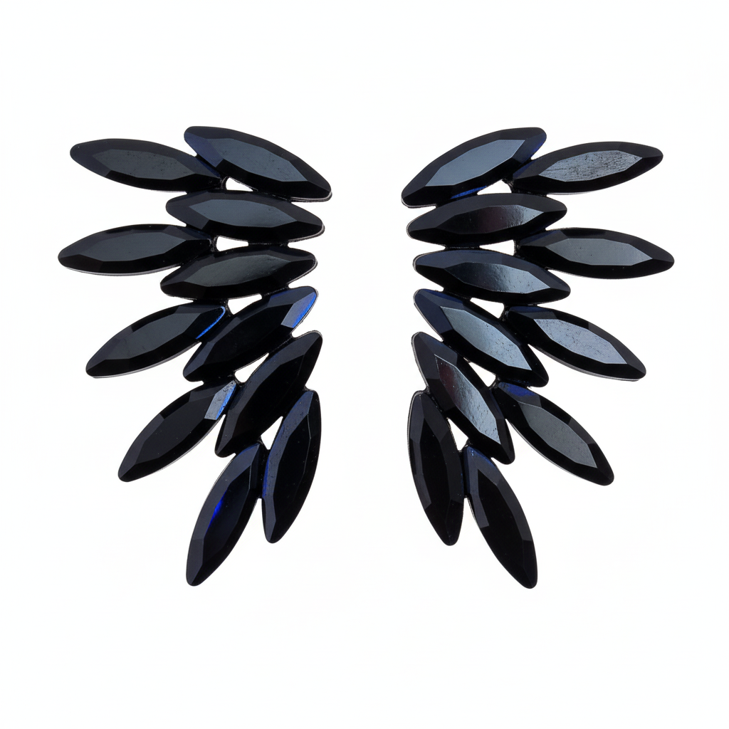 Orecchini Neri - Vetro sfaccettato luminoso