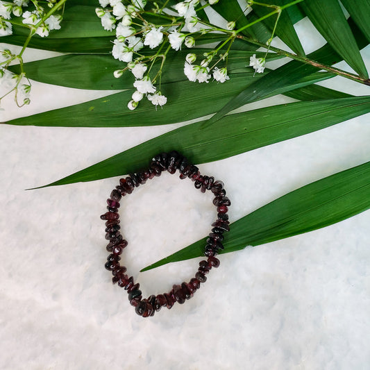 Bracciale Elasticizzato Chips GRANATO ROSSO